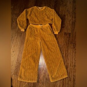 Cozy Mustard Cable Knit Set